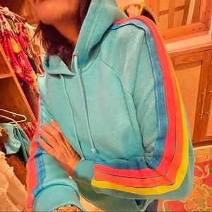 Aviator Nation ⚡️Pullover Hoodie Turquoise stripes